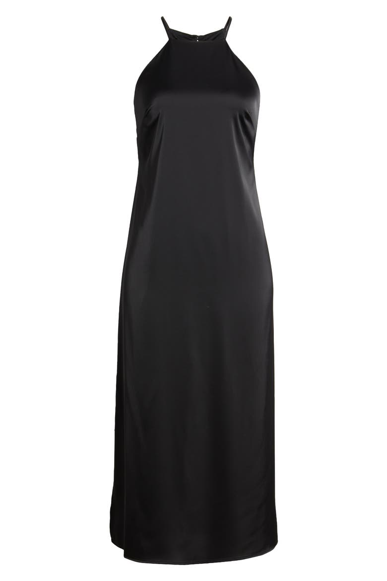 Satin Midi Slipdress, Alternate, color, ANNE BLACK