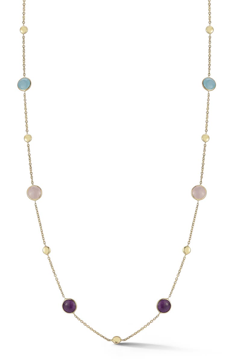 Ember Fine Jewelry 14K Gold Stone Station Necklace, Main, color, Gold