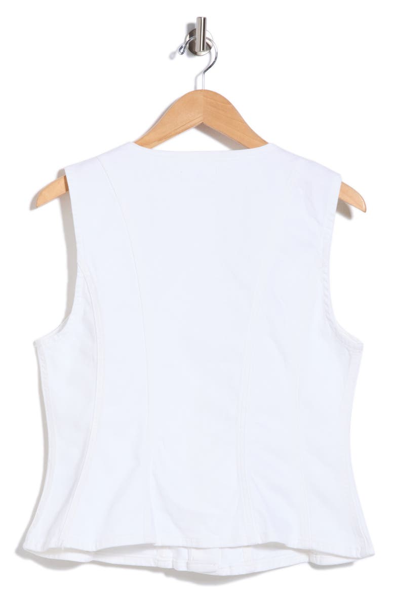Button Front Peplum Top, Alternate, color, WHITE001
