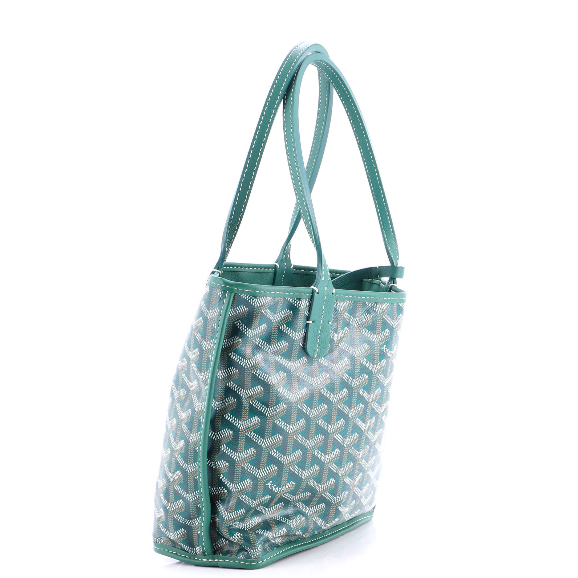 Pre-Owned Goyard Anjou Reversible Tote Coated Canvas Mini, Alternate, color, Green