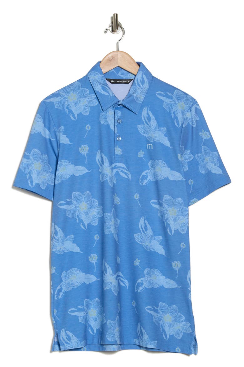 Tunnels Beach Floral Golf Polo, Alternate, color, QUIET HARBOR