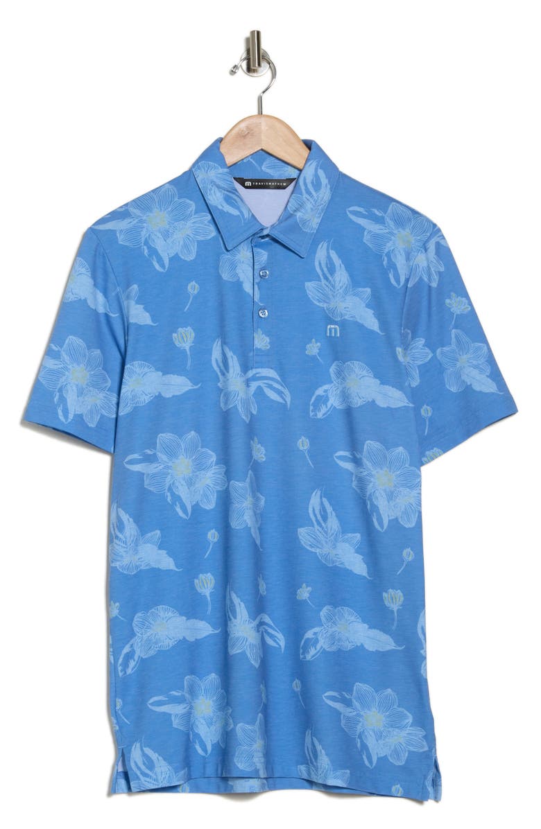 TravisMathew Tunnels Beach Floral Golf Polo, Alternate, color, Quiet Harbor