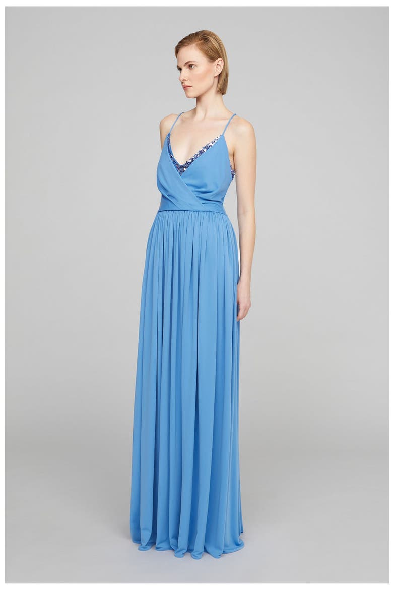 Jeanne Matte Jersey Gown, Alternate, color, French Blue