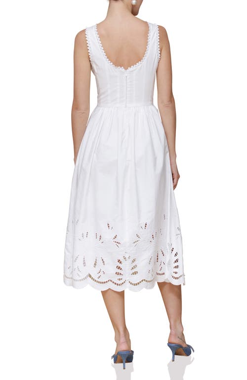 Shop Avec Les Filles Embroidered Cotton Poplin Midi Dress In White