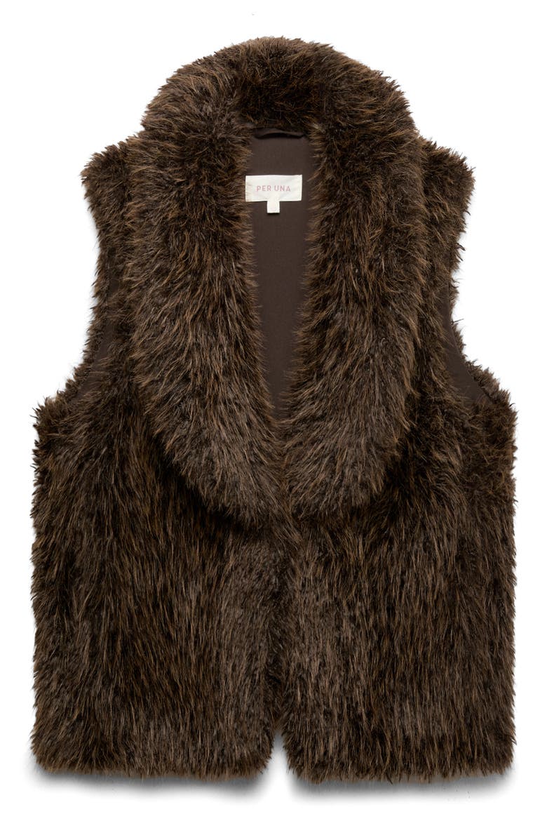 Faux Fur Vest, Main, color, BROWN MIX