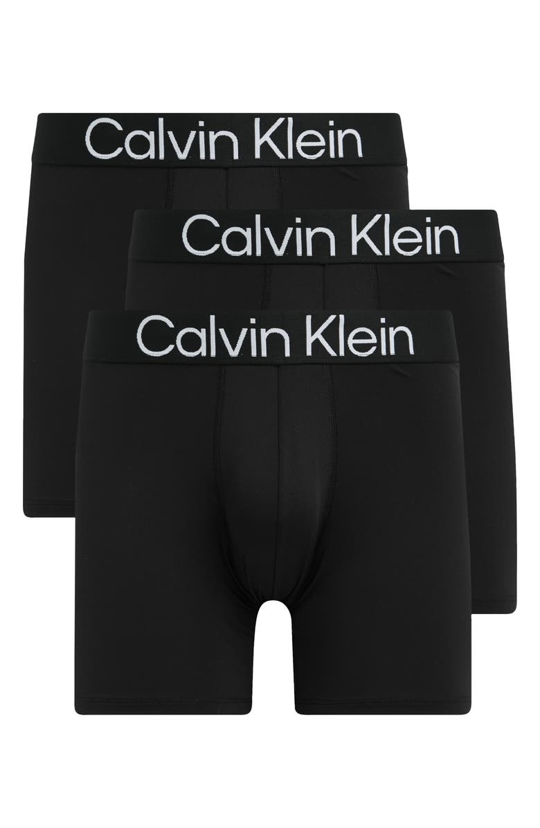 Calvin Klein Bold Logo 3-Pack Boxer Briefs, Main, color, Black