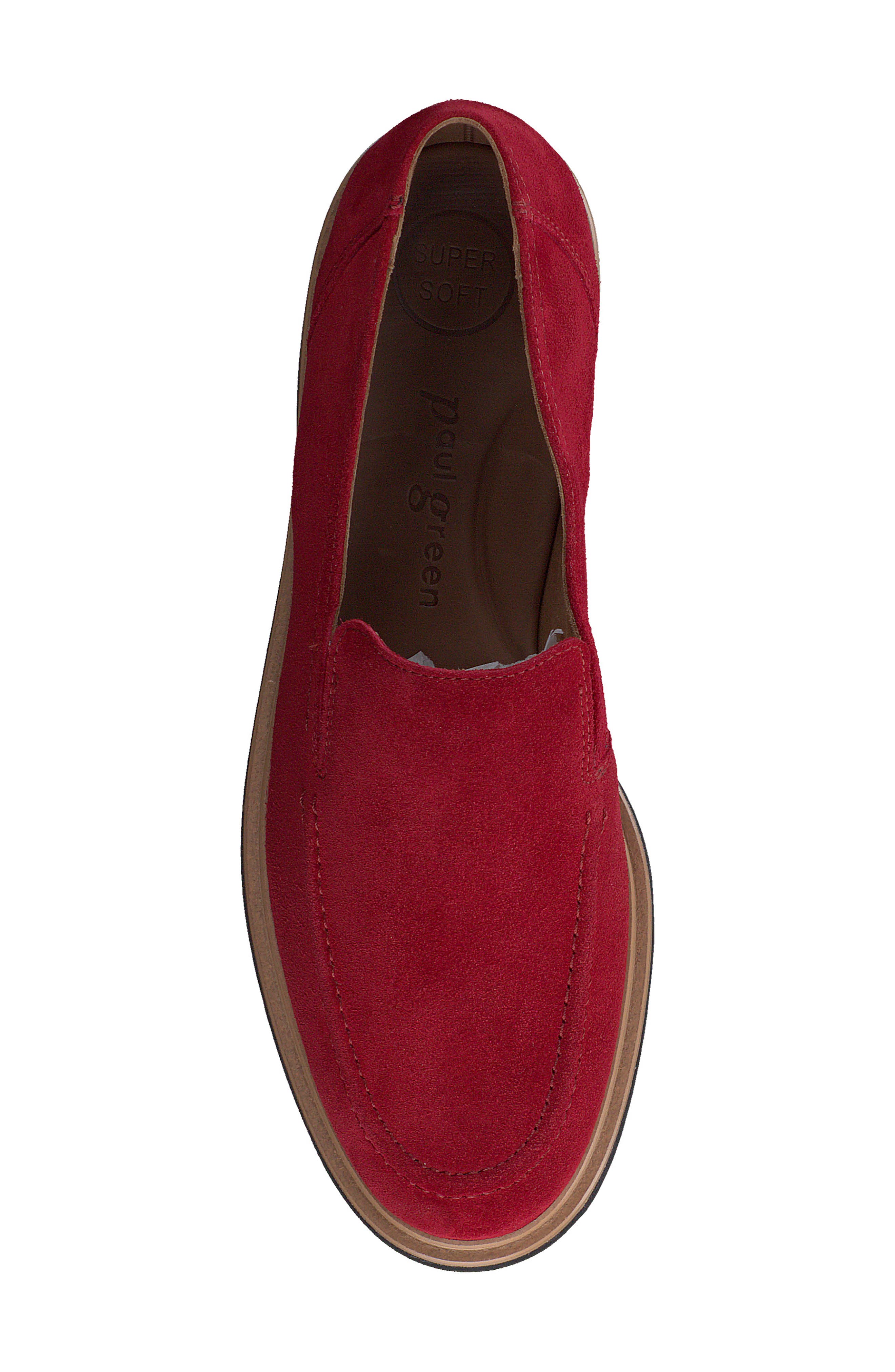 Shelby Moc Toe Slip-On Flat, Alternate, color, RED SOFT SUEDE