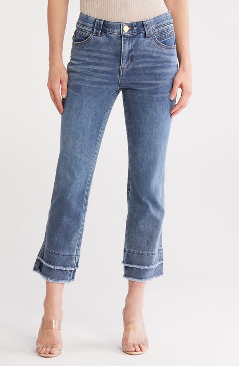 Double Frayed Kick Flare Jeans