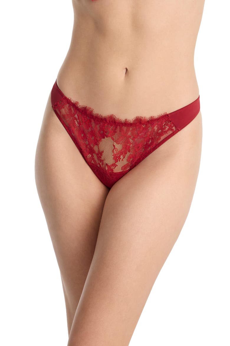 Entice Lace Front Thong, Main, color, Scarlet