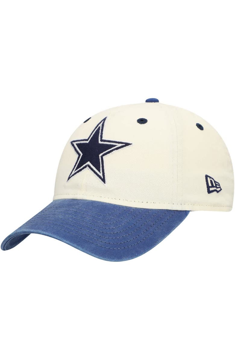New Era Men's New Era Cream/Navy Dallas Cowboys Classic Sidescript 9TWENTY Adjustable Hat, Alternate, color,