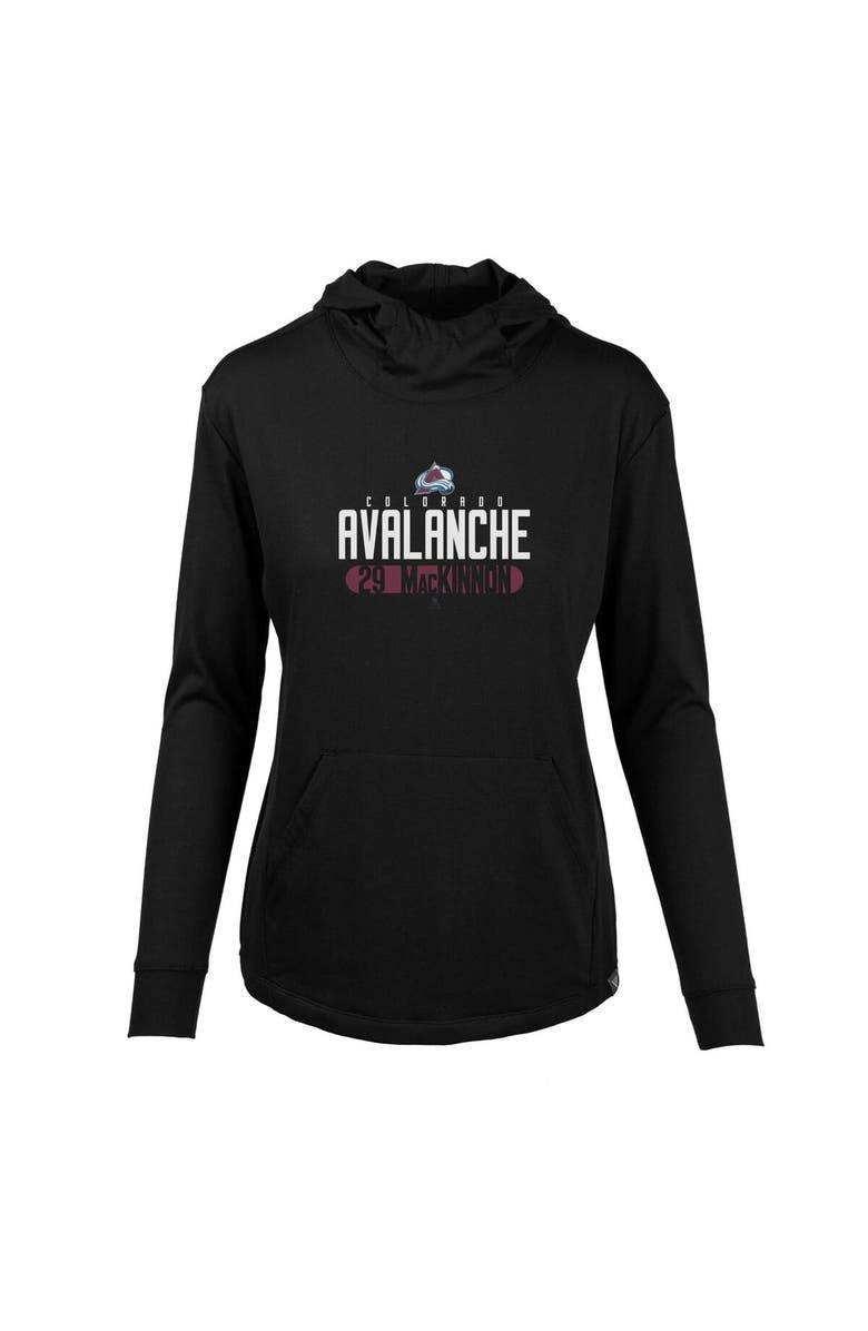 LEVELWEAR Women's Levelwear Nathan MacKinnon Black Colorado Avalanche Vivid Tracer Name & Number Pullover Hoodie, Alternate, color, Black