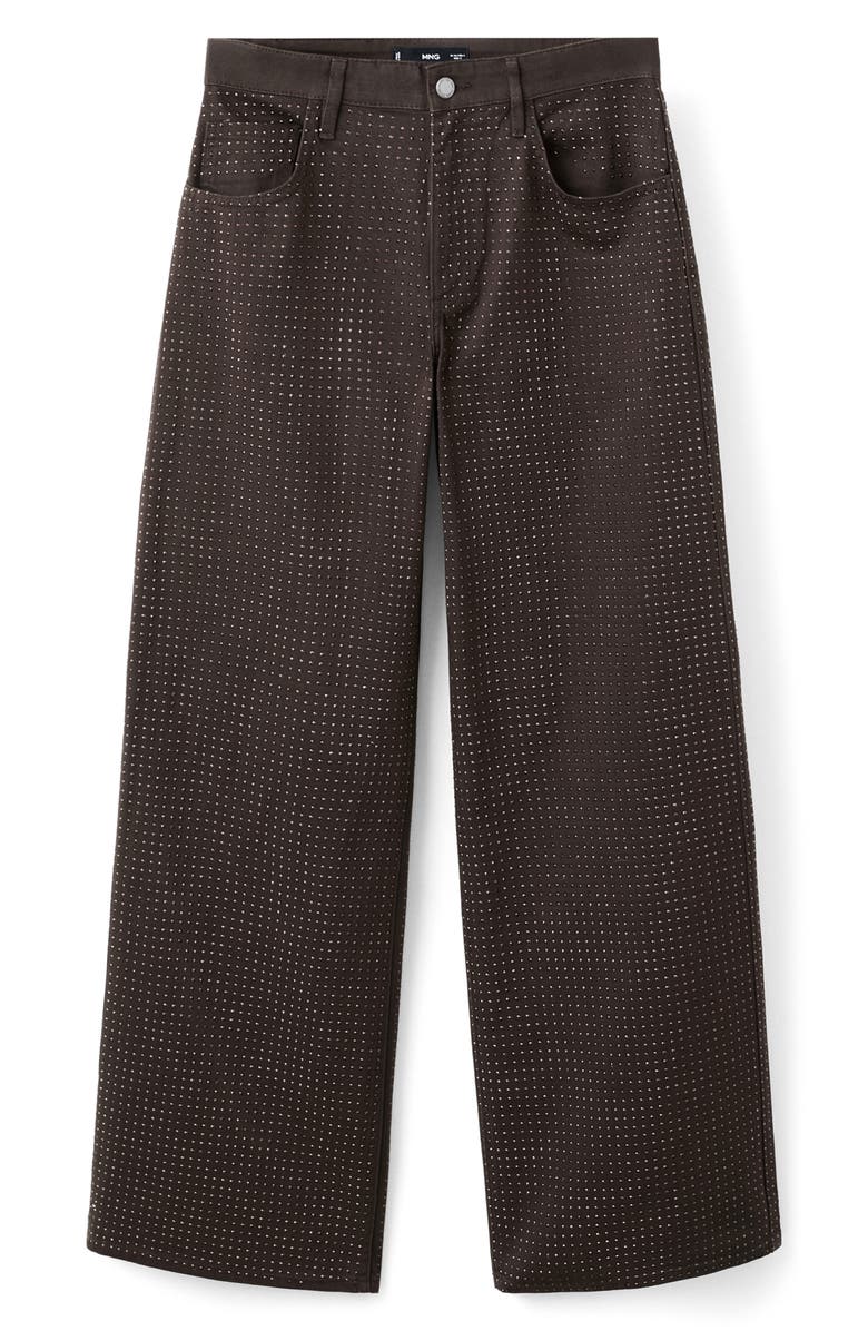 MANGO Libra Embellished Wide Leg Jeans, Main, color, Chocolate