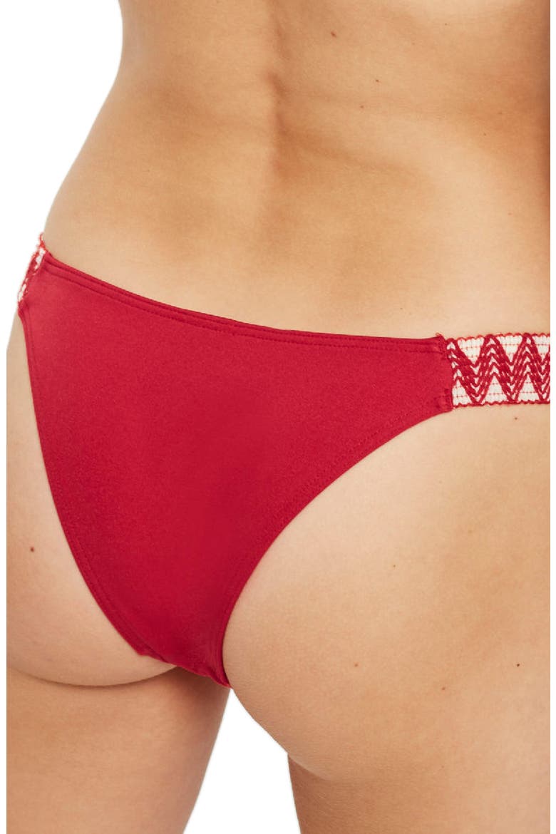 Zigzag Trim Bikini Bottoms, Alternate, color, RED