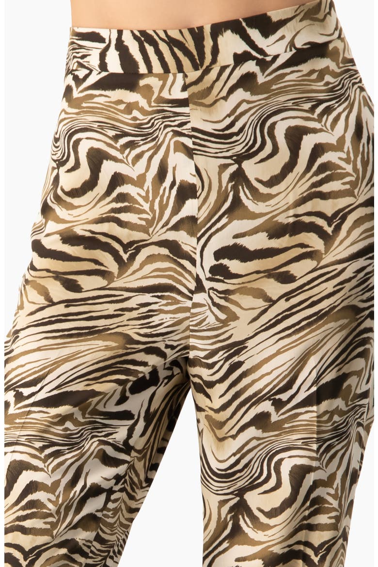 Zebra Print Straight-Leg, High-Waist Ankle-Length Pants, Alternate, color, Olive Green