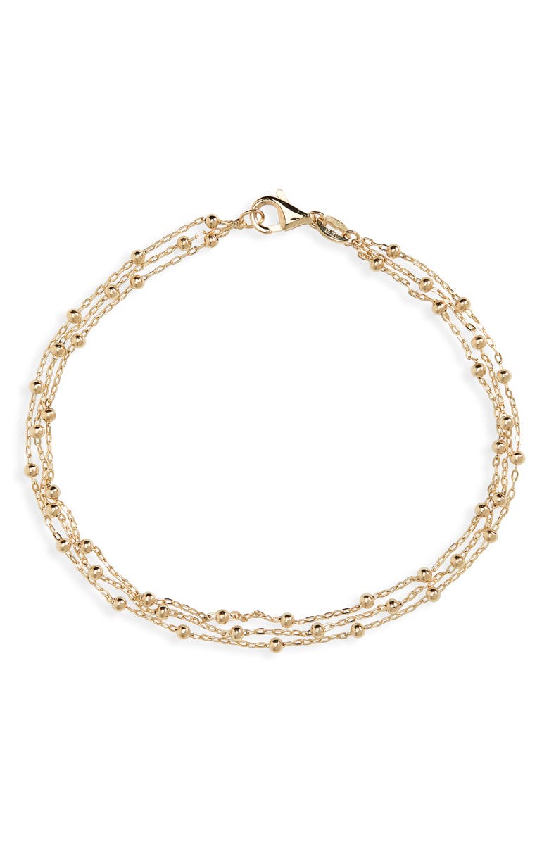 Bony Levy 14K Gold Triple Strand Beaded Bracelet, Main, color, 