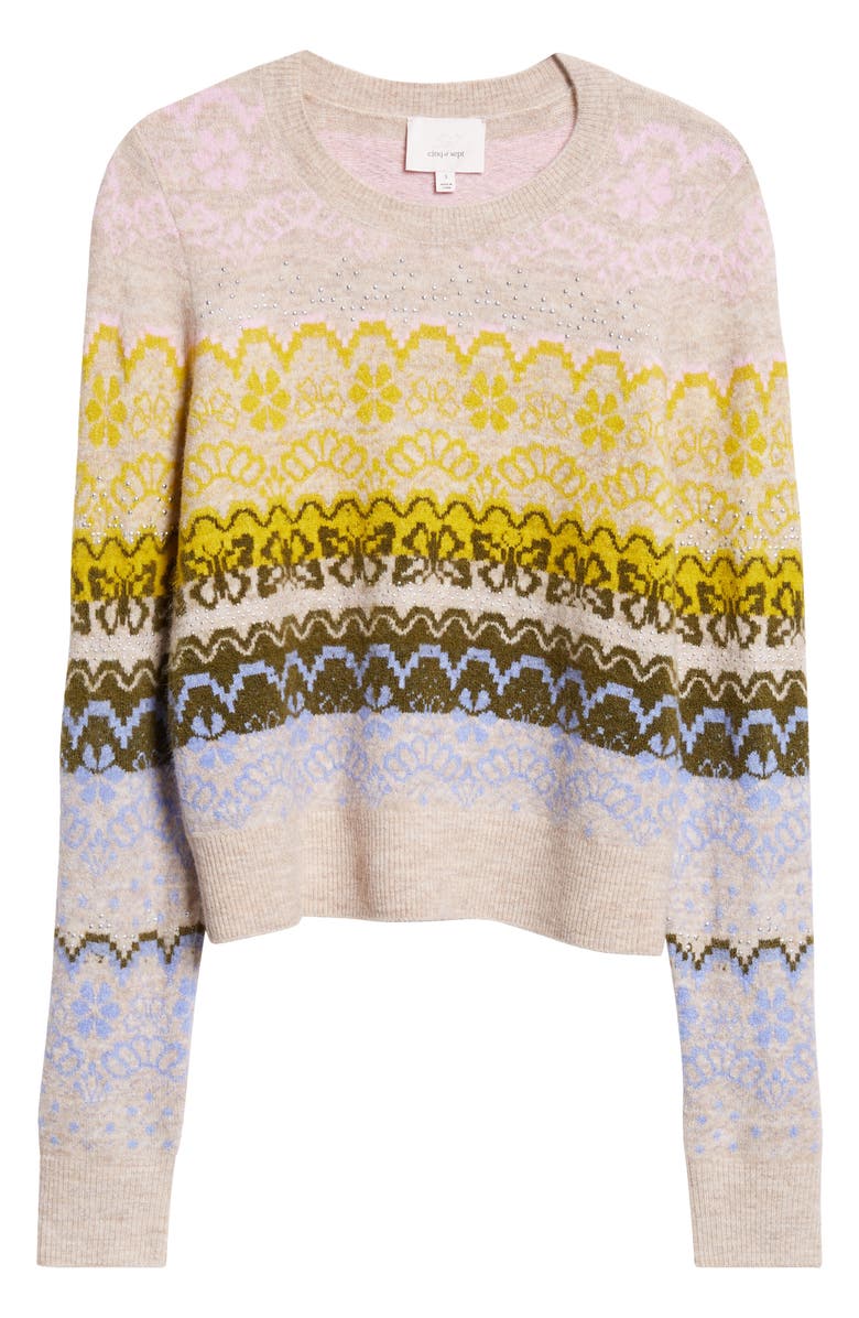 Cinq à Sept Fair Isle Studded Sweater, Alternate, color,