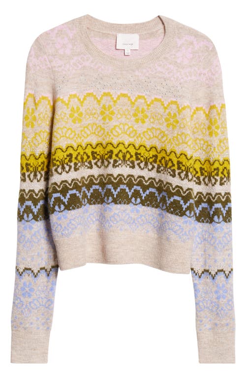 Shop Cinq À Sept Fair Isle Studded Sweater In Oatmeal Multi