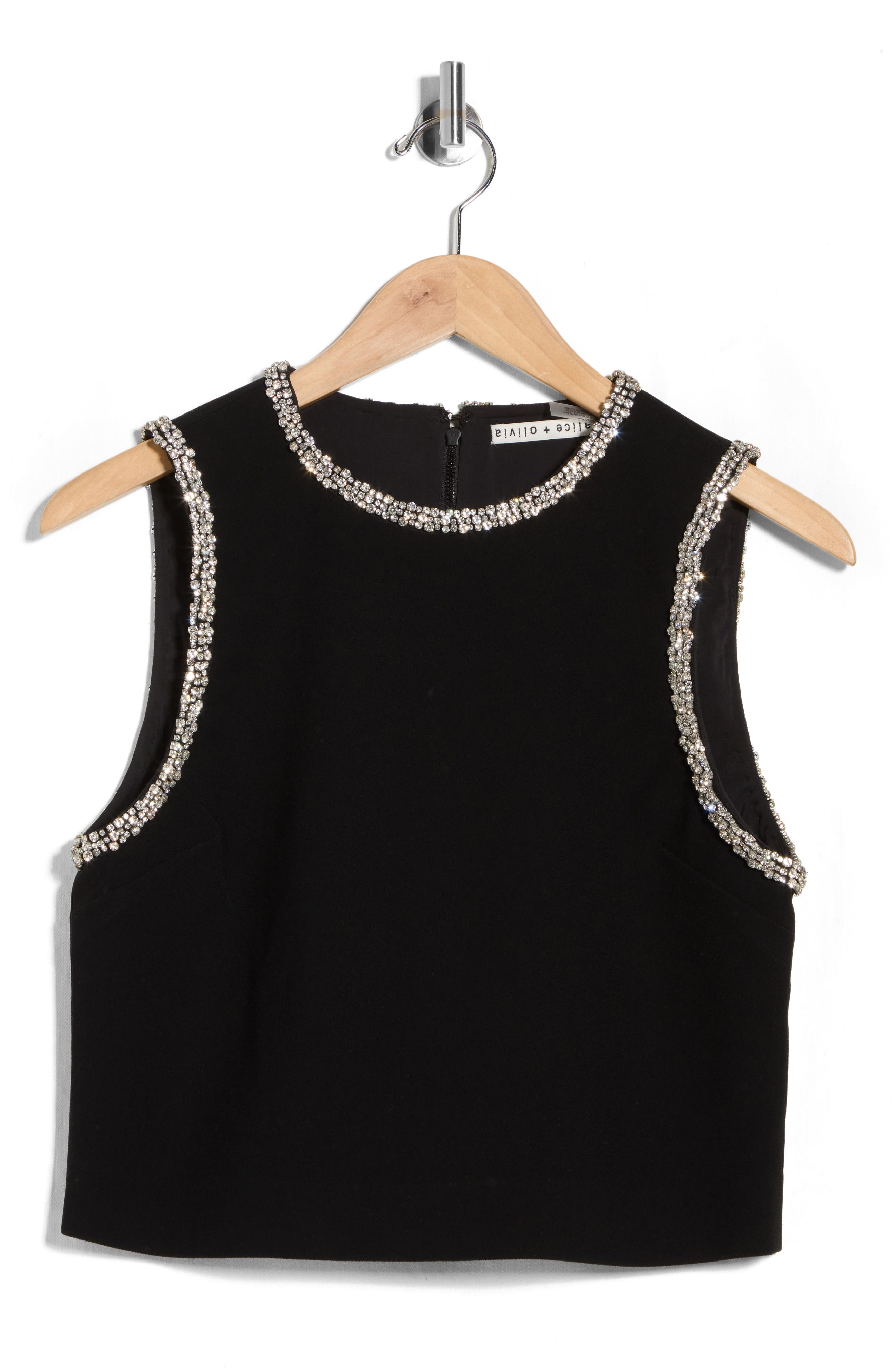 Alice + Olivia Amal Embellished Sleeveless Crop Top