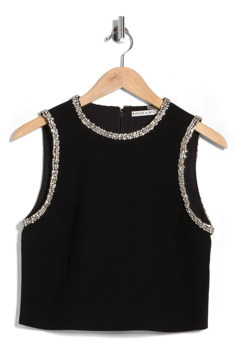 Amal Embellished Sleeveless Crop Top, Alternate, color, BLACK