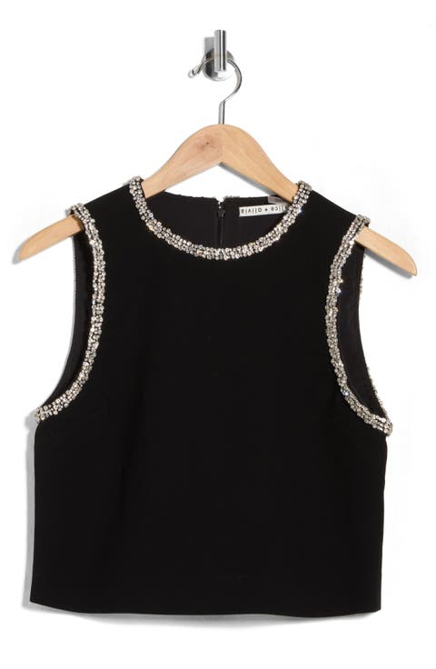 Amal Embellished Sleeveless Crop Top