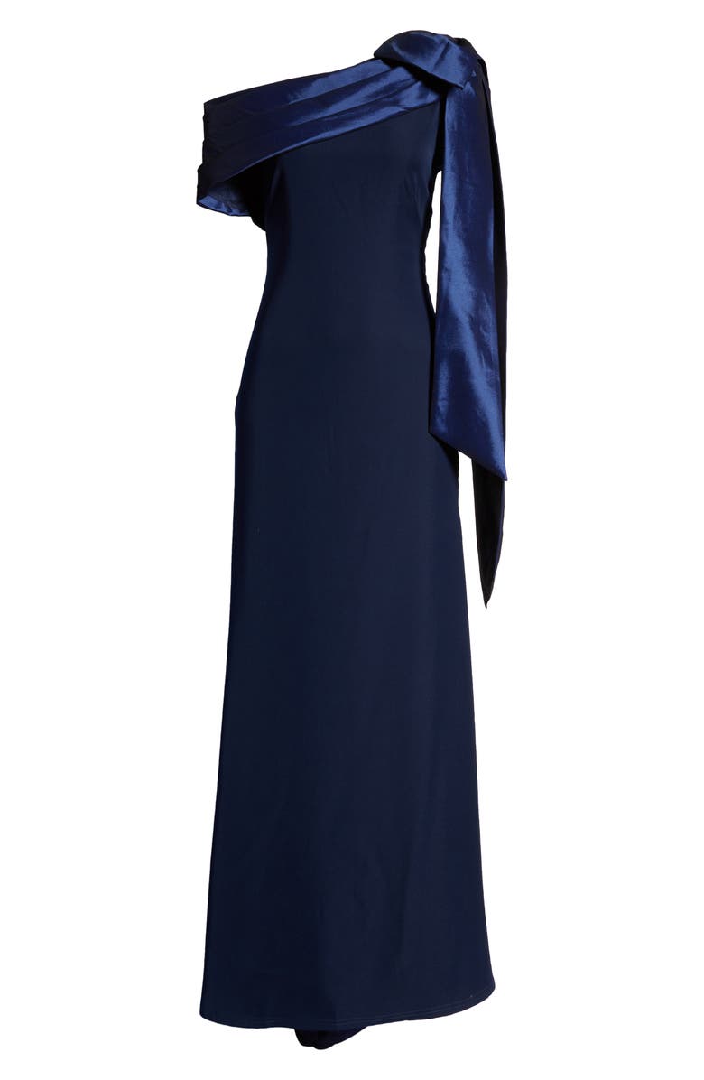 Tadashi Shoji One-Shoulder Crepe Column Gown, Alternate, color, 
