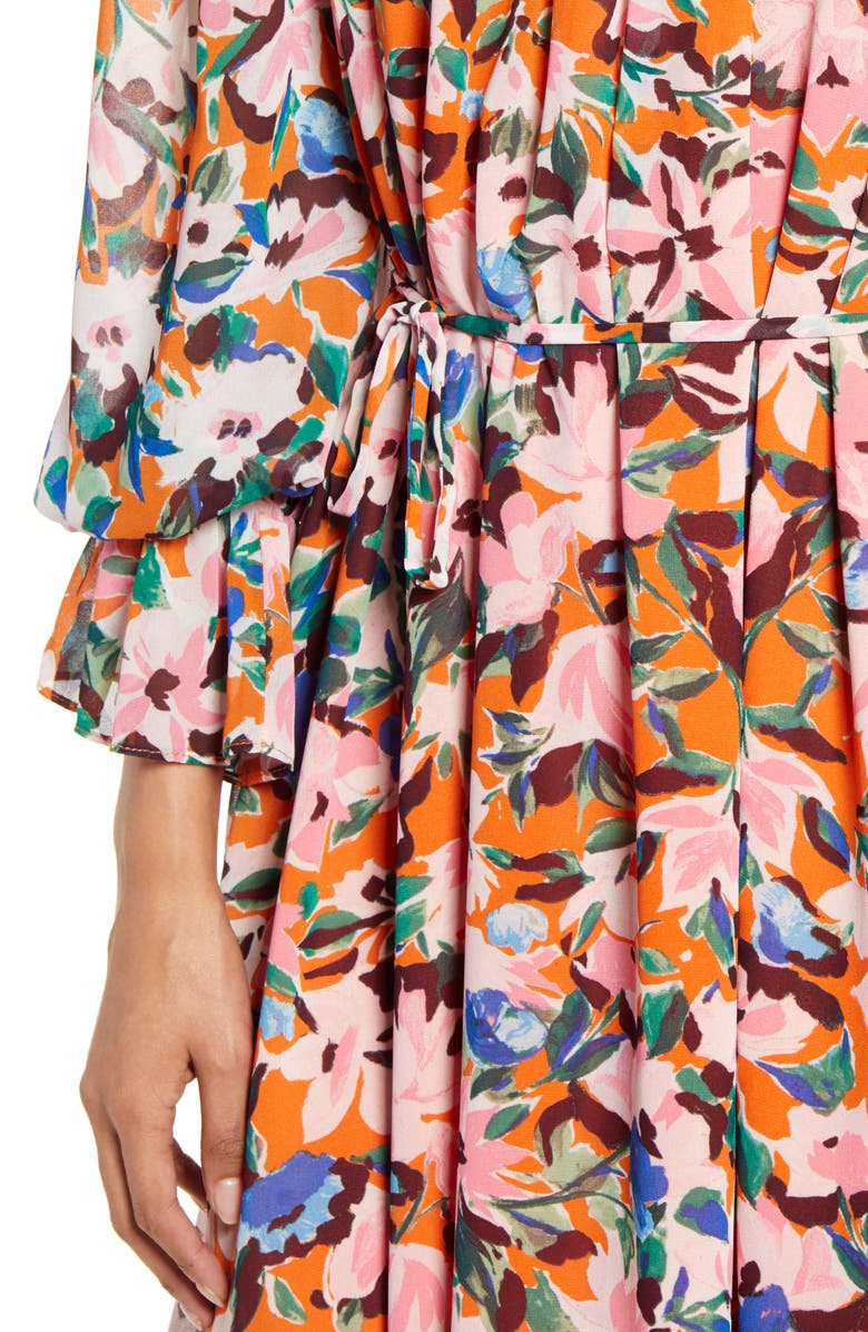 Donna Morgan Floral Long Sleeve Crepe Dress, Alternate, color, 