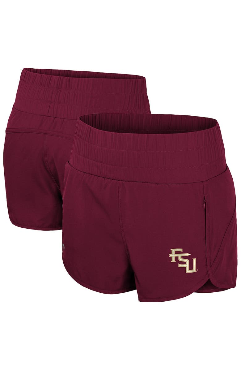 COLOSSEUM Women's Colosseum Garnet Florida State Seminoles Stop By Smocked High Waist Shorts, Main, color, 
