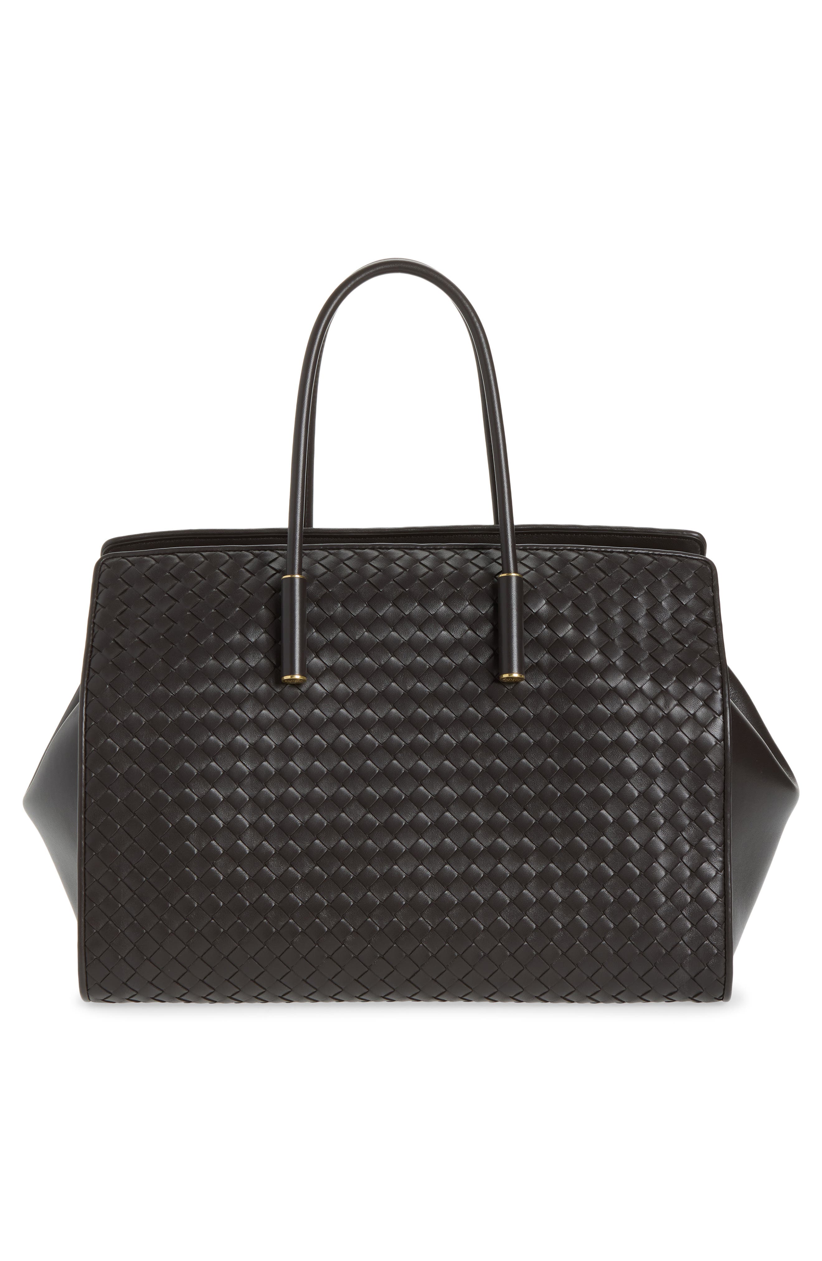 Barbara Intrecciato Leather Tote, Alternate, color, 2094 ESPRESSO-BRASS VIBRATO