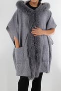 La Fiorentina Wrap with Hood/Faux Fur Trim
