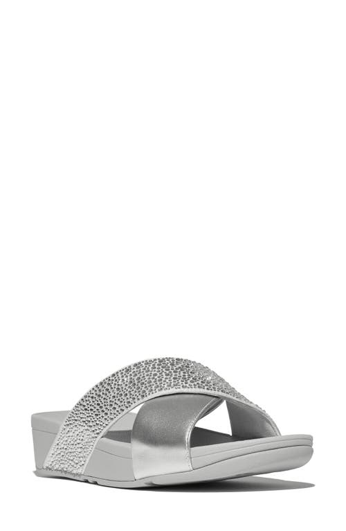 Fitflop Lulu Crystal Embellished Slide Sandal In Silver