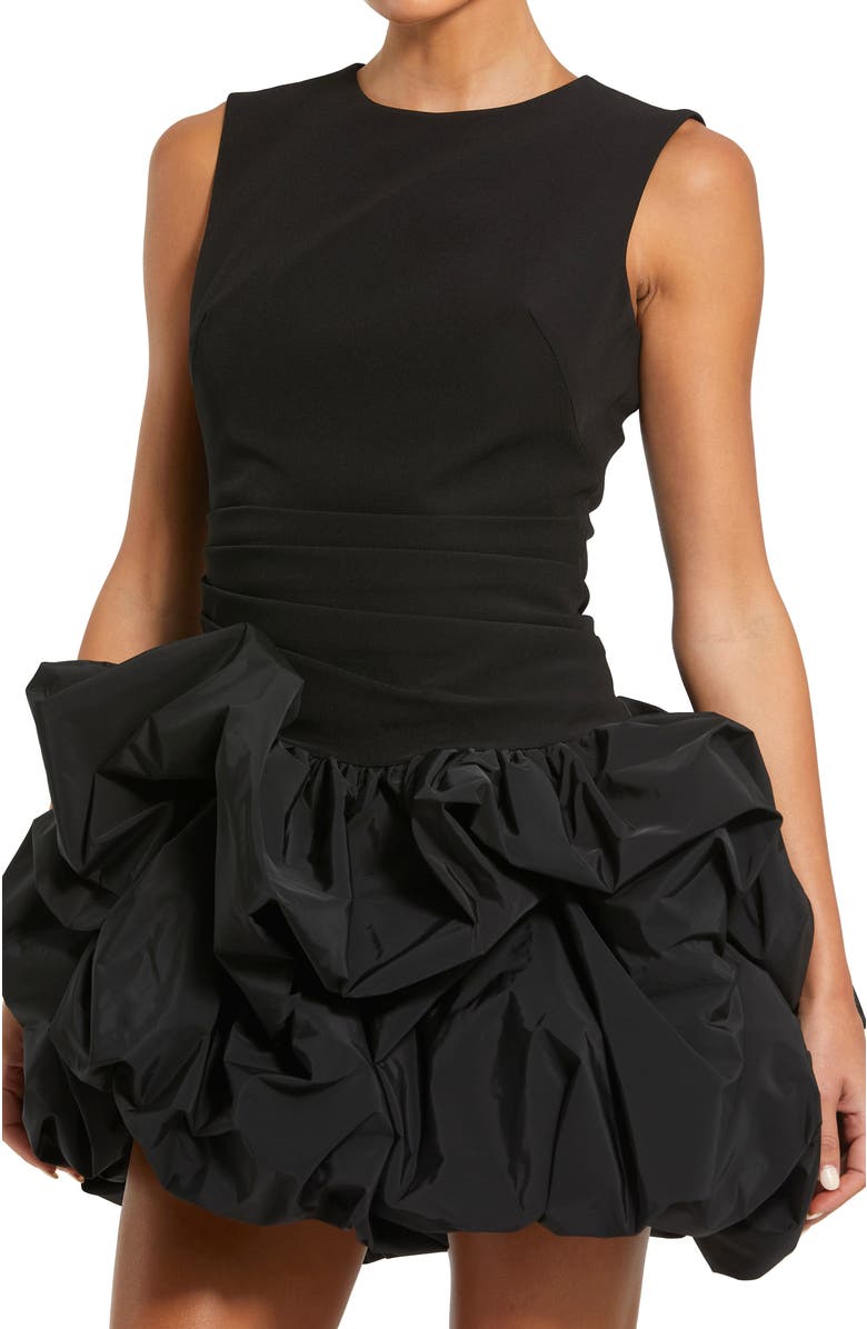 Mac Duggal Women's Sleeveless Crepe Bubble Skirt Mini Dress, Alternate, color, Black