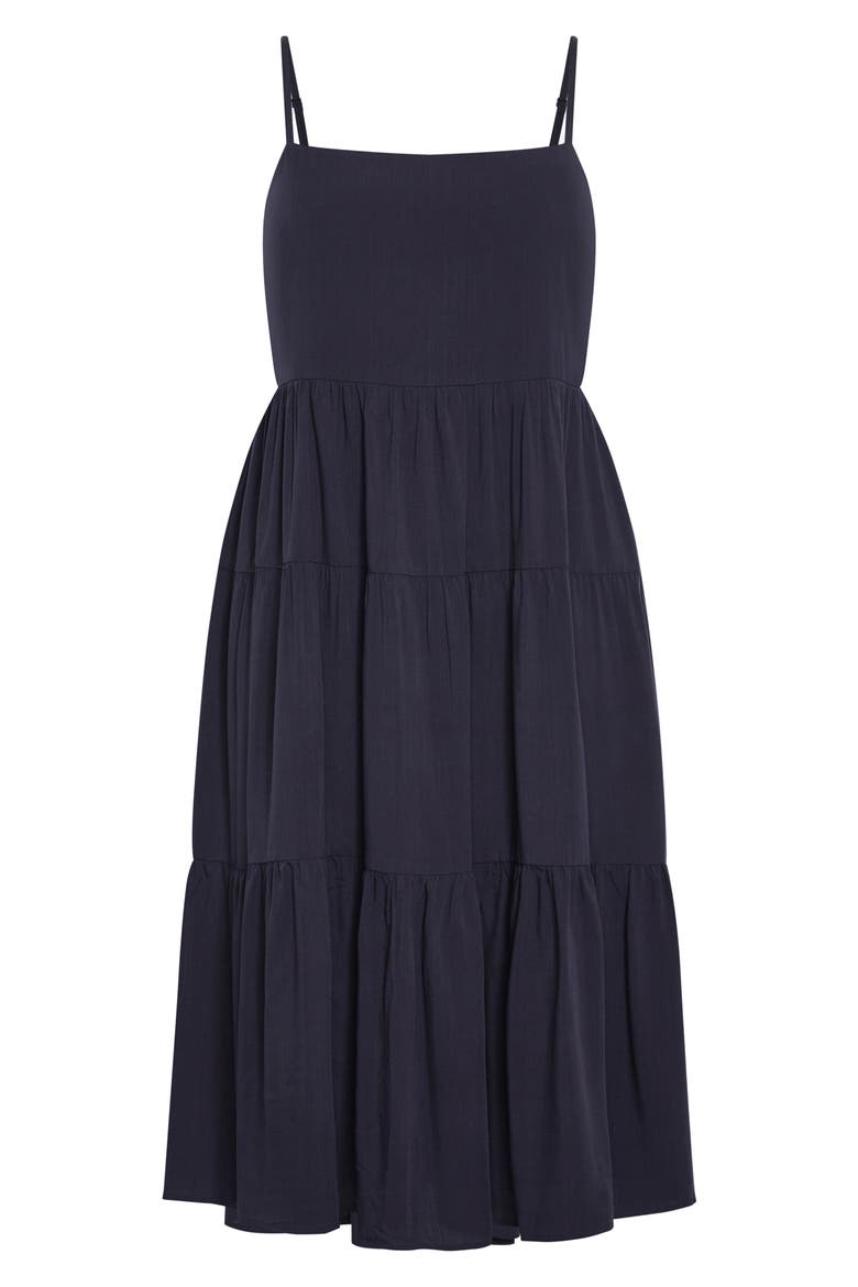 Mystic Tiered Midi Sundress, Alternate, color, NAVY