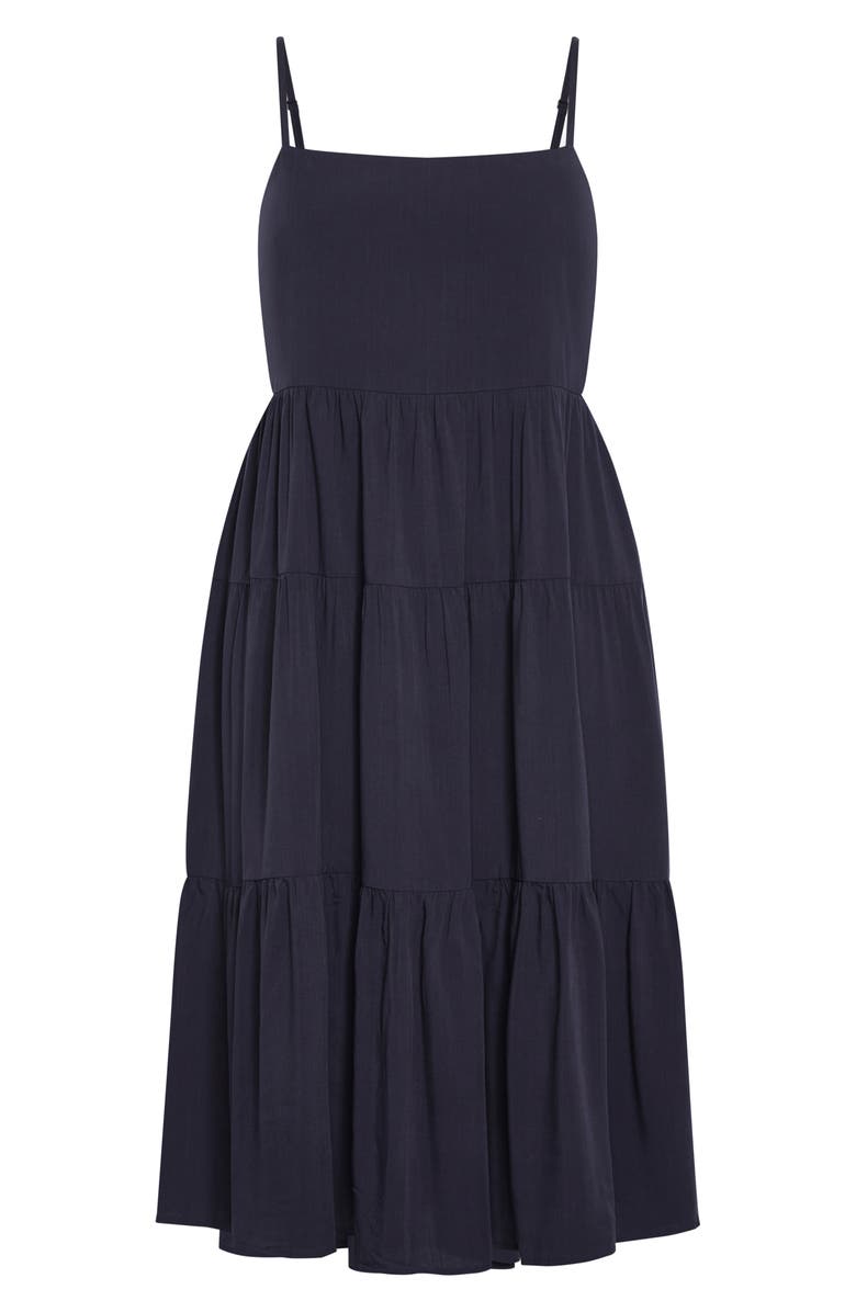 City Chic Mystic Tiered Midi Sundress, Alternate, color, Navy