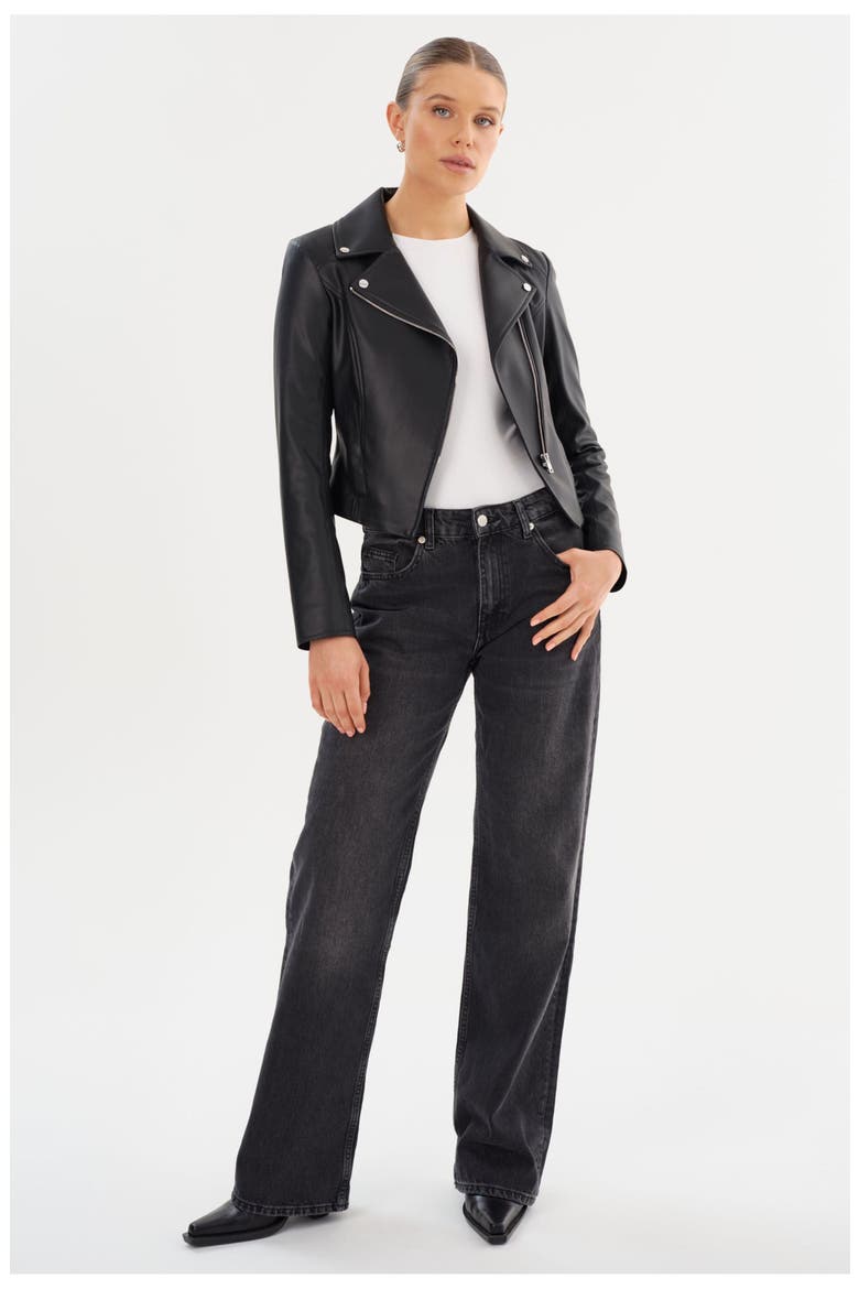 Pascale | Fitted Faux Leather Jacket, Alternate, color, Black