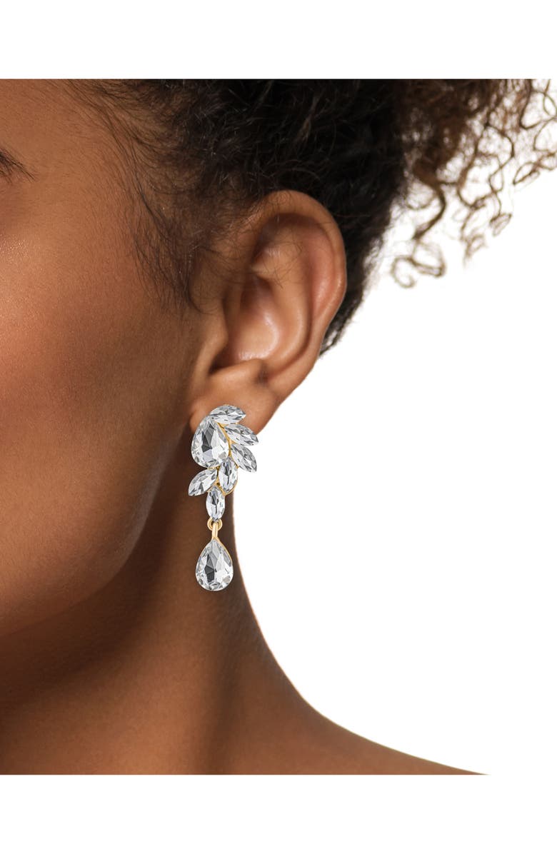 JARDIN Cascading Crystal Drop Earrings, Alternate, color, Clear Gold