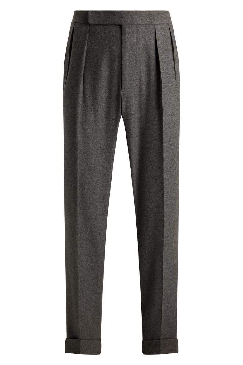 Gregory Pleated Wool Flannel Trousers, Alternate, color, MEDIUM GREY