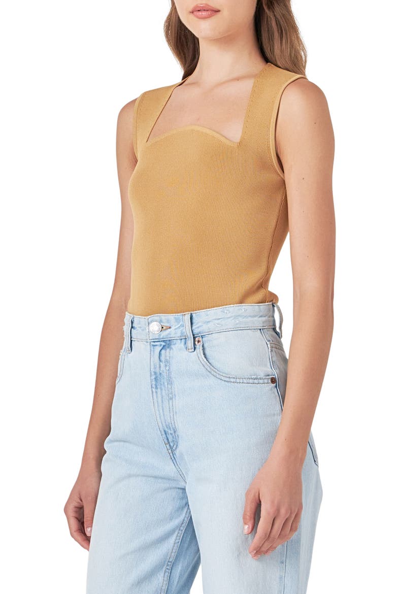 Sculpted Neck Knit Tank, Alternate, color, TAN