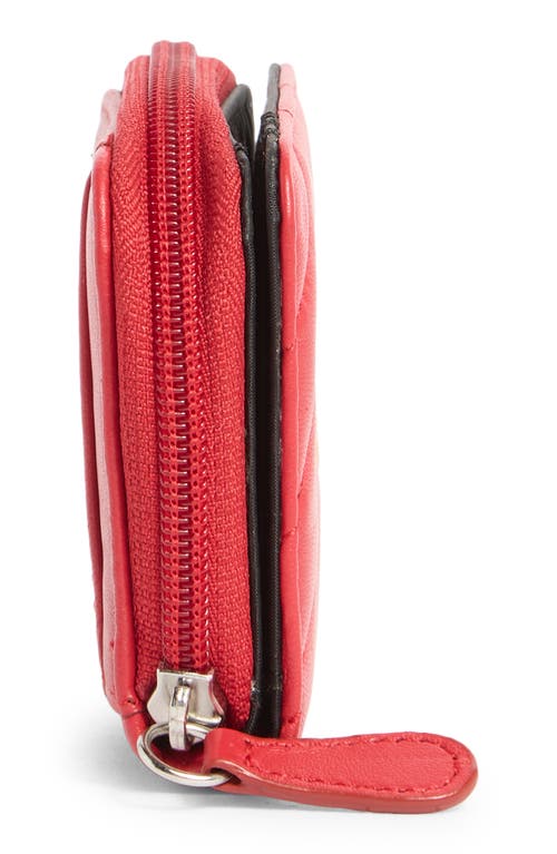 Mundi Small Leather Goods Quilted Card Case In Red