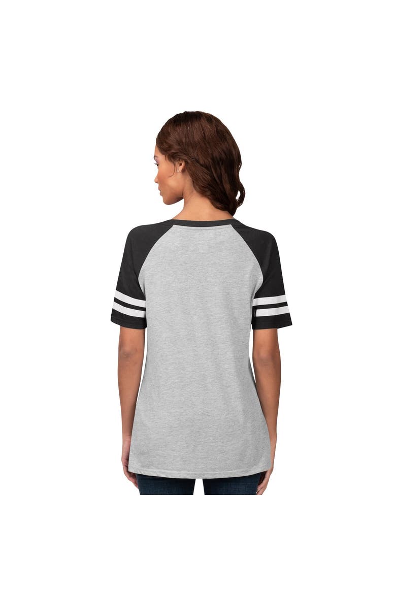 Women's G-III 4Her by Carl Banks Heather Gray New York Yankees Goal Line Raglan V-Neck T-Shirt, Alternate, color, Heather Gray