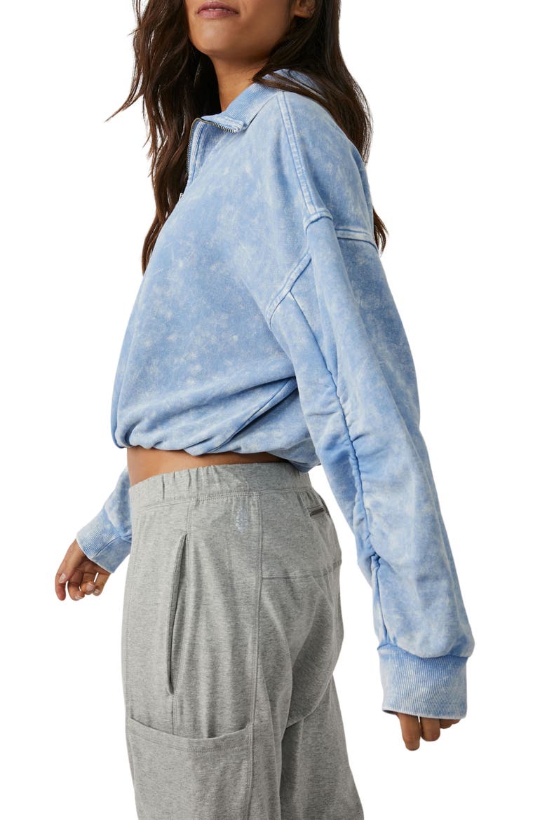 Valley Girl Half Zip Crop Sweatshirt, Alternate, color, CLOUDY WATERS