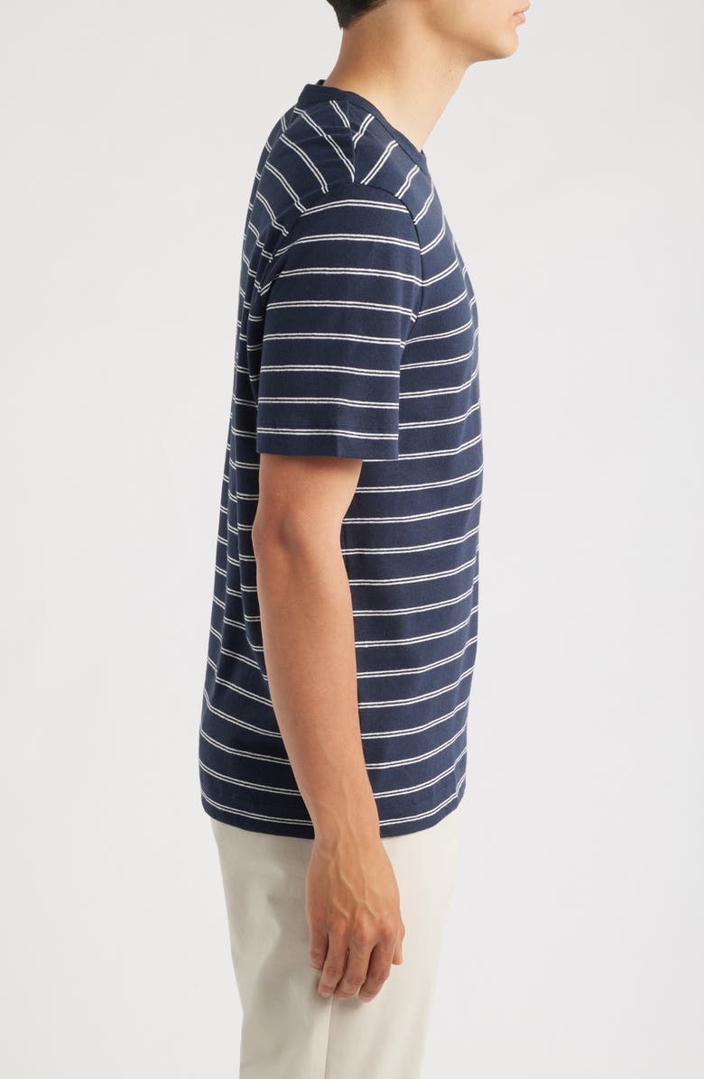 BOSS Taut Stripe Linen & Cotton T-Shirt, Alternate, color, Dark Blue