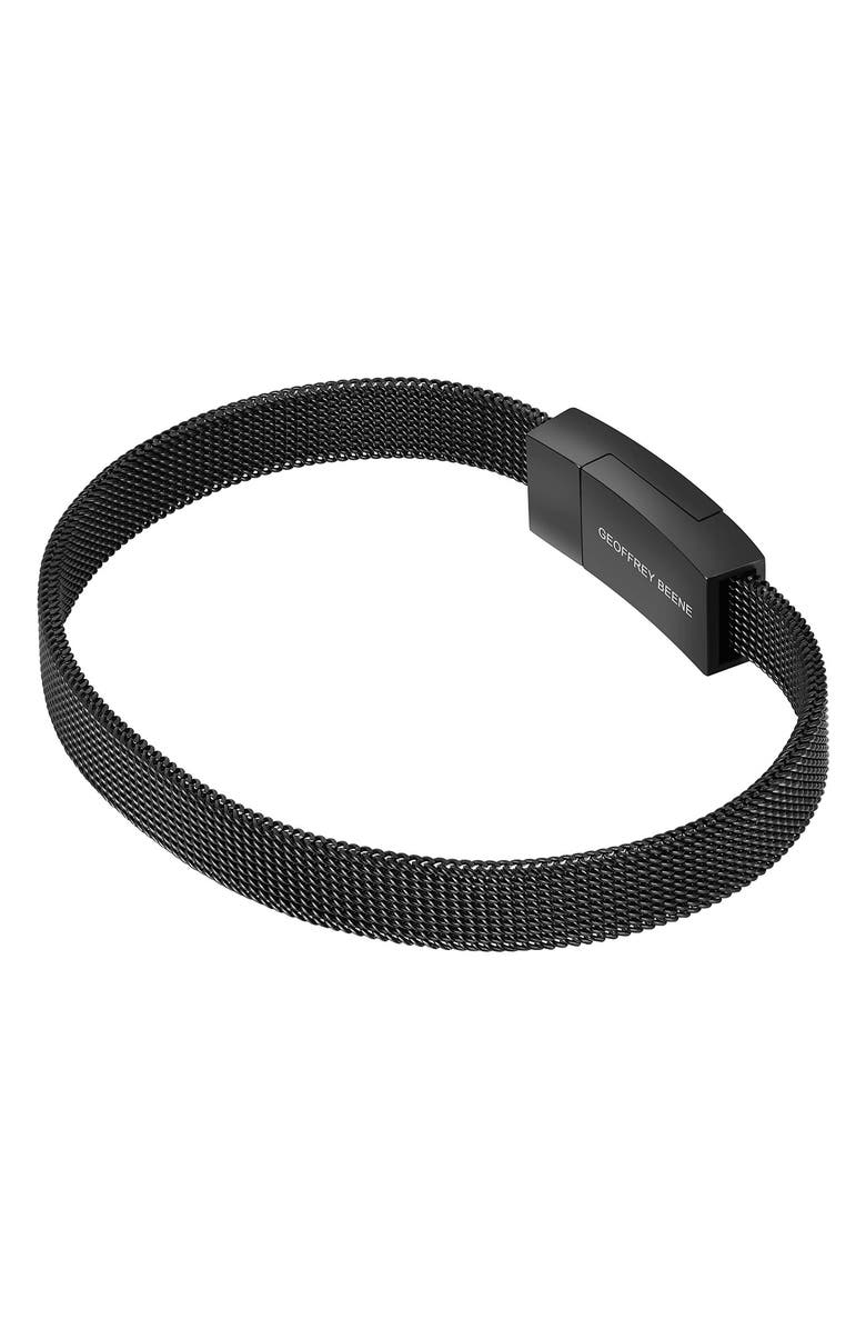 GEOFFREY BEENE Men's Stainless Steel Mesh Chain Bracelet, Alternate, color, Black