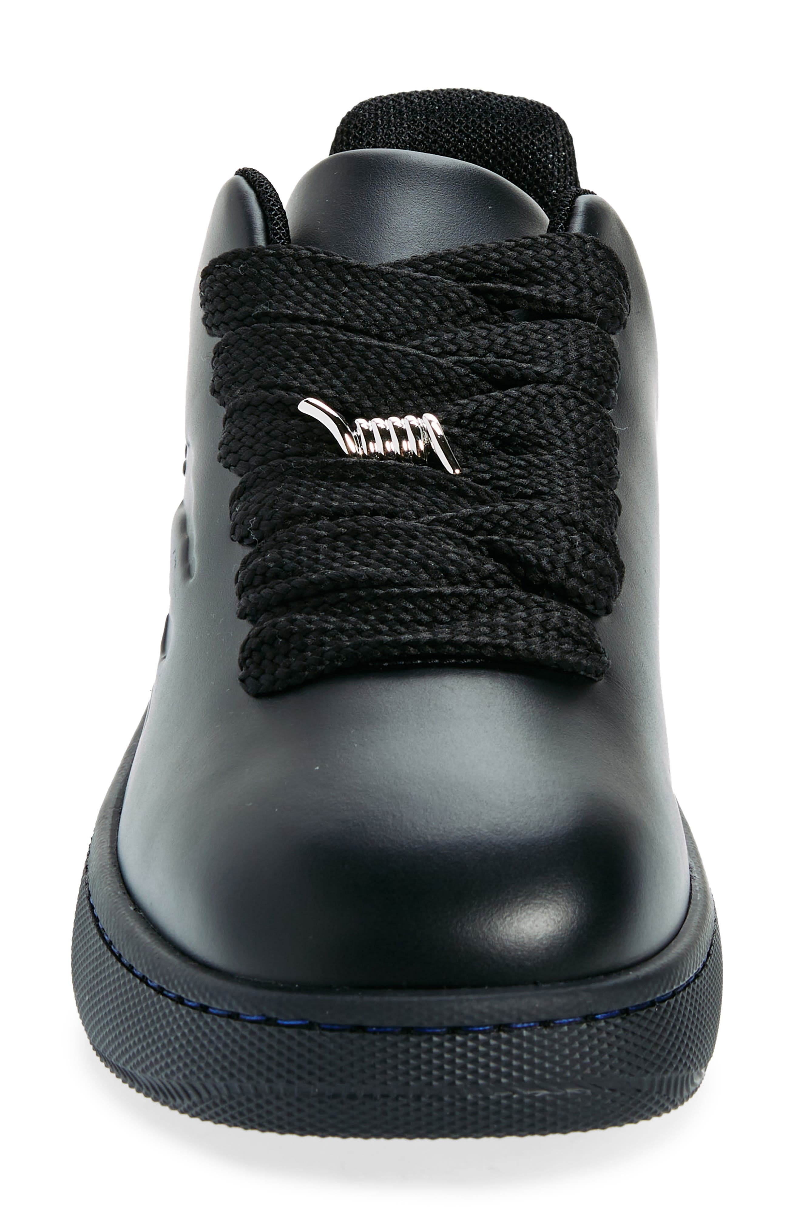 Leather Box Sneaker, Alternate, color, BLACK