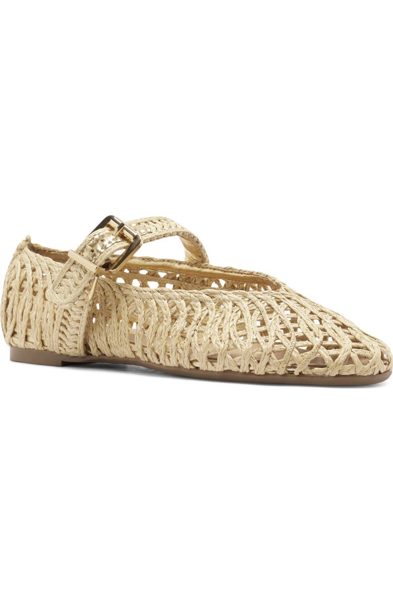 Arezzo Ciara Mary Jane Ballet Flat, Main, color, Natural Gold