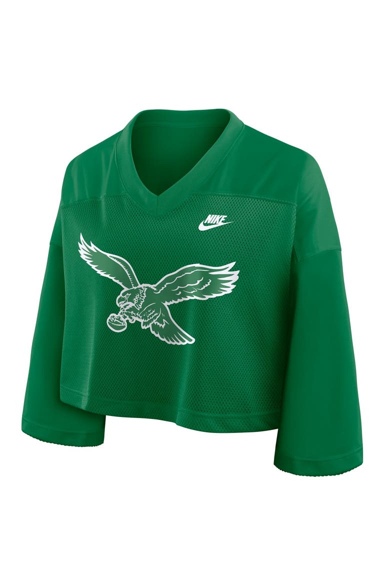 Women's Nike Kelly Green Philadelphia Eagles Rewind Cropped Mesh Dri-FIT Fashion Jersey, Alternate, color, Kelly Green