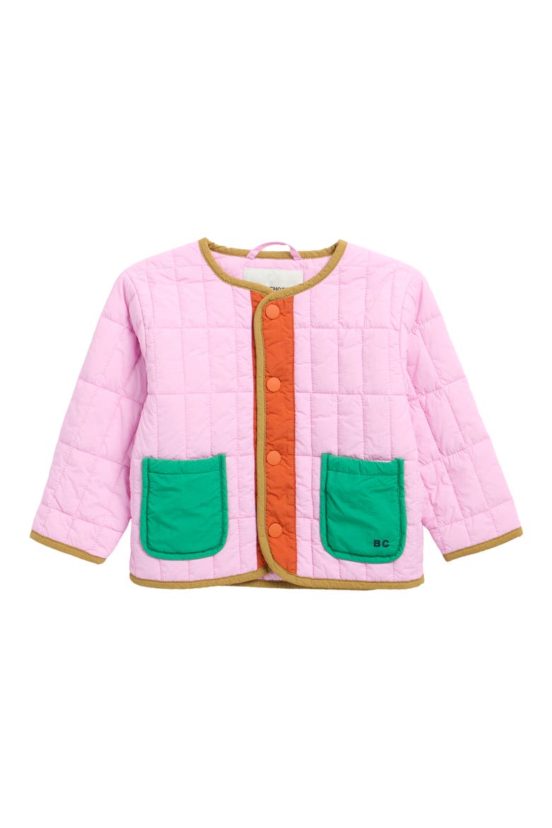 Colorblock Quilted Jacket, Main, color, PINK