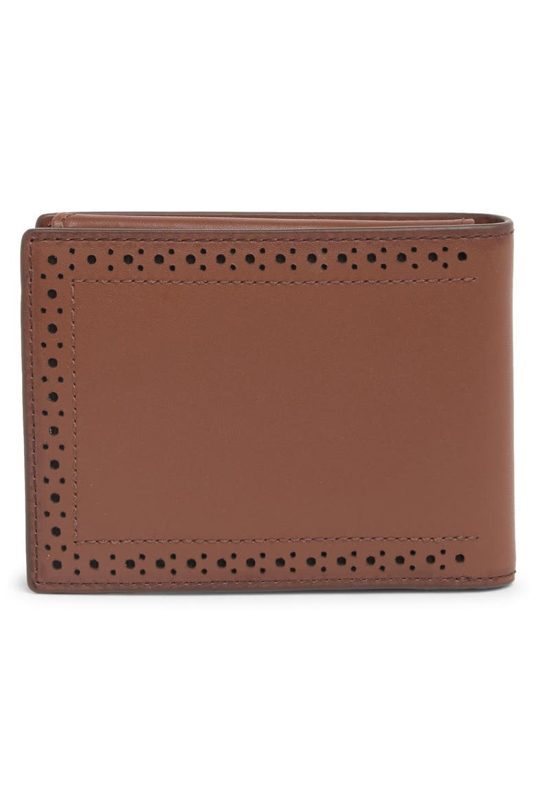 Brogue Leather Passcase, Alternate, color, COGNAC
