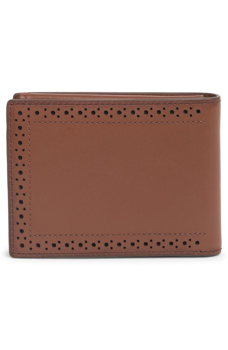 Cole Haan Brogue Leather Passcase, Alternate, color, Cognac