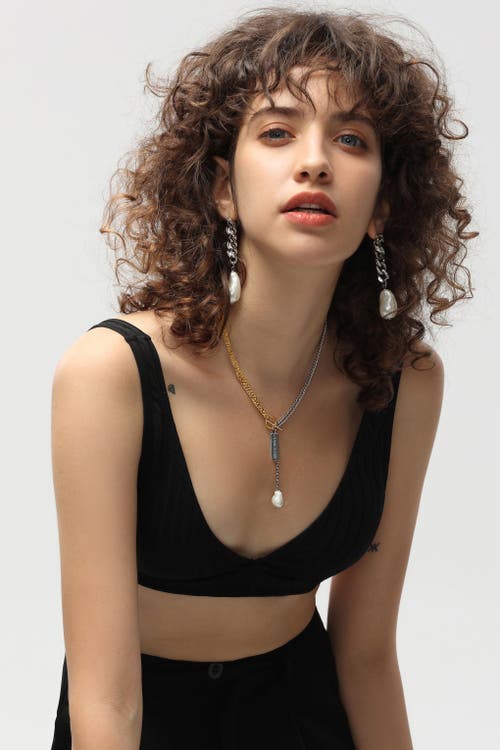 Classicharms Baroque Pearl Chain Drop Earrings In Metallic