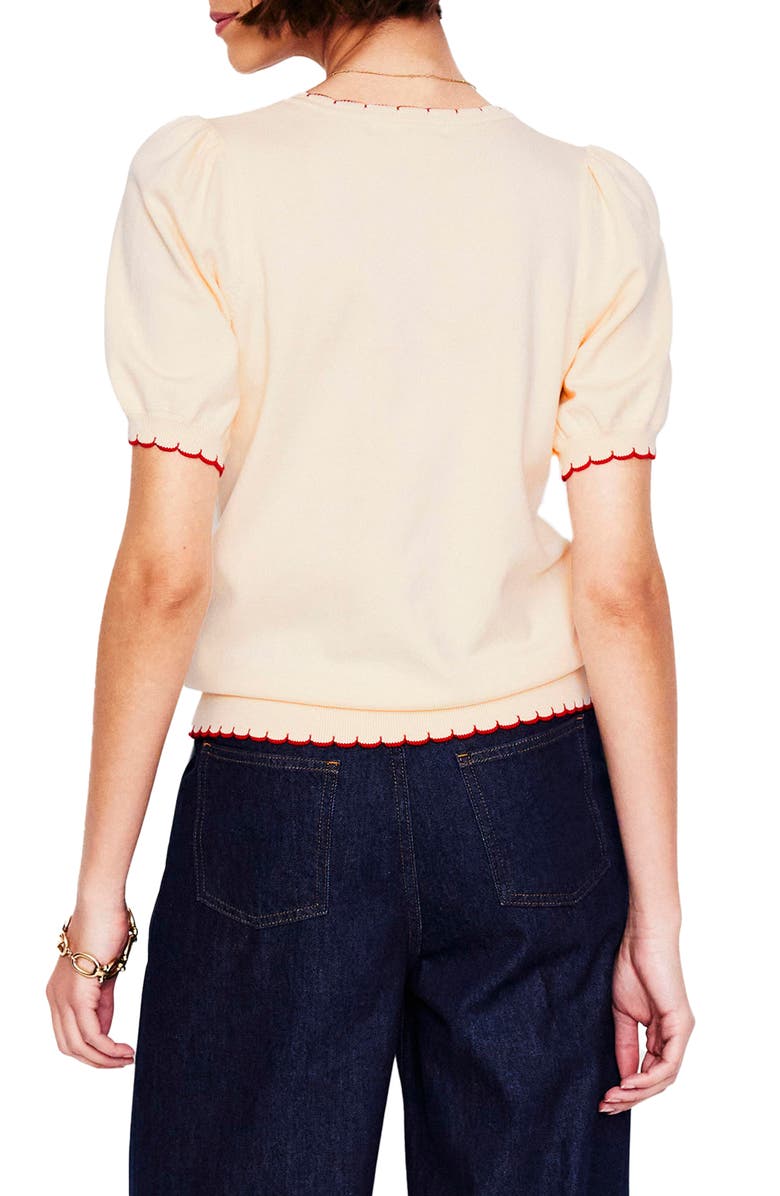 Boden Pru Scalloped Puff Sleeve Sweater, Alternate, color, 